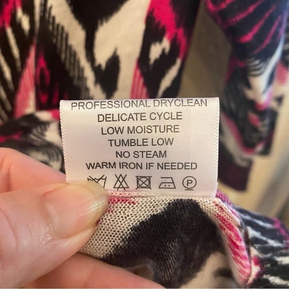 TORY BURCH Women 100% Wool Ikat Dabney 3/4 Sleeve Cardigan Size Large - Picture 7 of 7